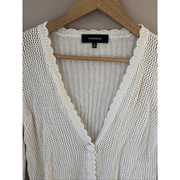 Jones Wear Women’s Medium Ivory Crochet Open Knit Cardigan Lightweight Boho - Picture 3 of 6